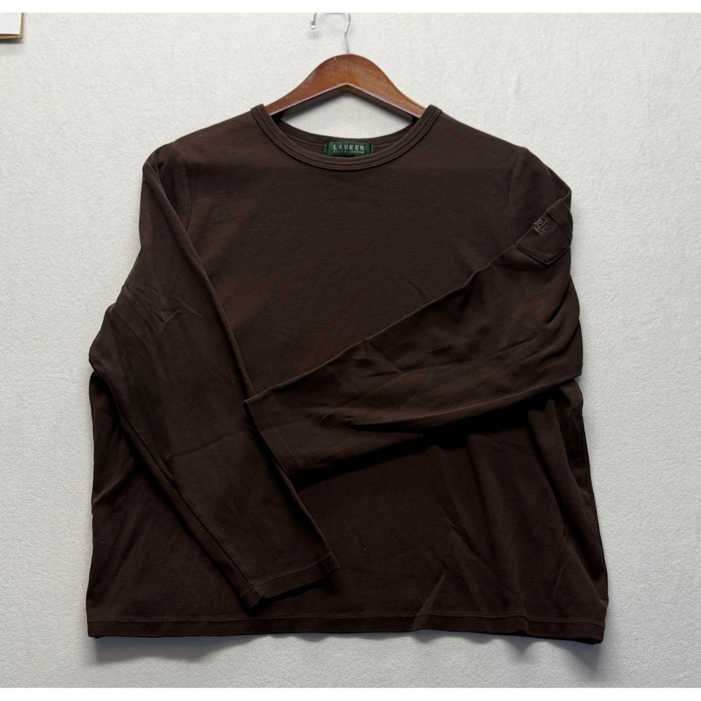 Lauren Ralph Lauren Long Sleeve T Shirt Brown Minimalist Preppy Equestrian